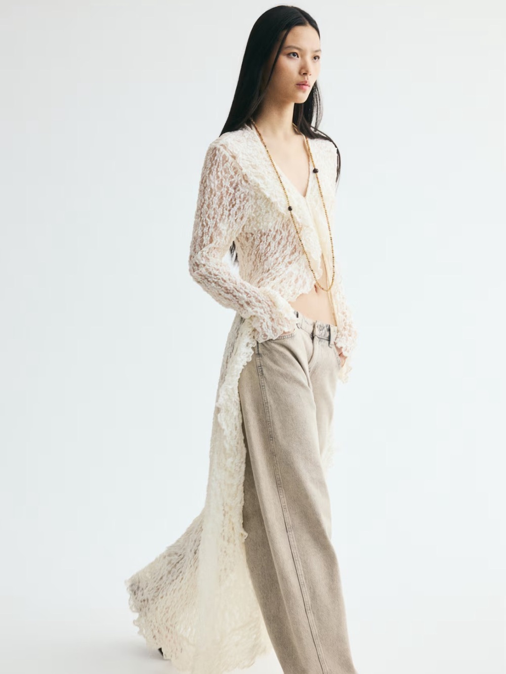 H&M Cream Lace Maxi Dress